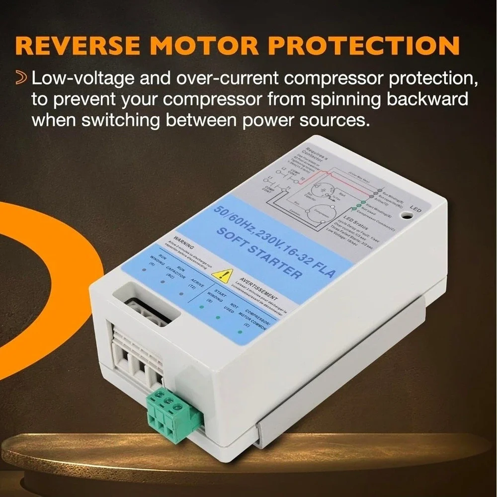 JDMSPEED 50/60Hz 230V 16-32 FLA Soft Starter for AC Compressors Generators RV
